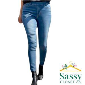 H&M Pull On Jeans Faux Fly Back Pockets Stretch Denim Size 12 EUC